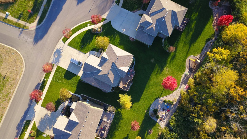 Birds-eye view of houses