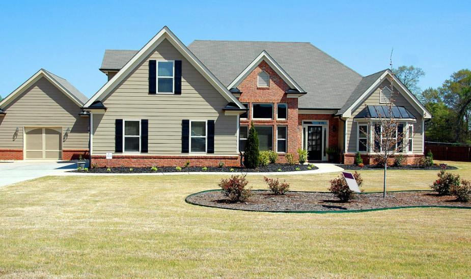 This image shows a gray painted modern house.