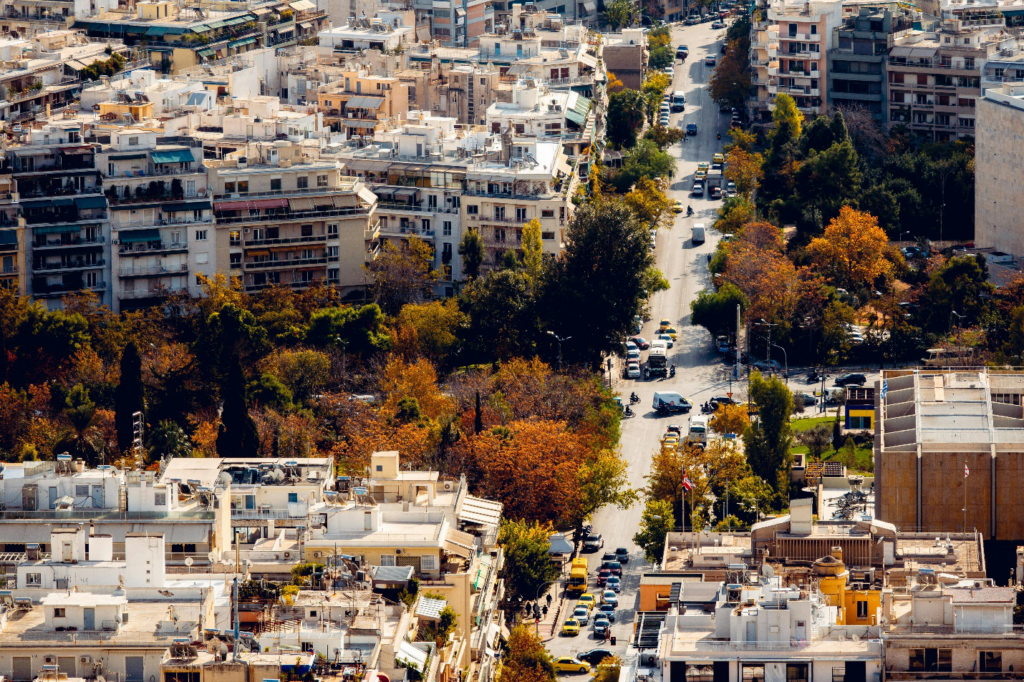 Aerial view of houses
