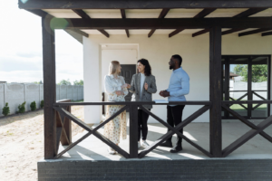 Realtor talking to clients