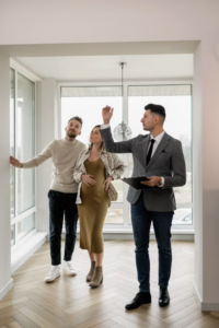 buyers touring a home